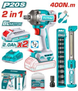 COMBO LLAVE DE IMPACTO 400NM + LLAVE TUBO+ LAMPARA